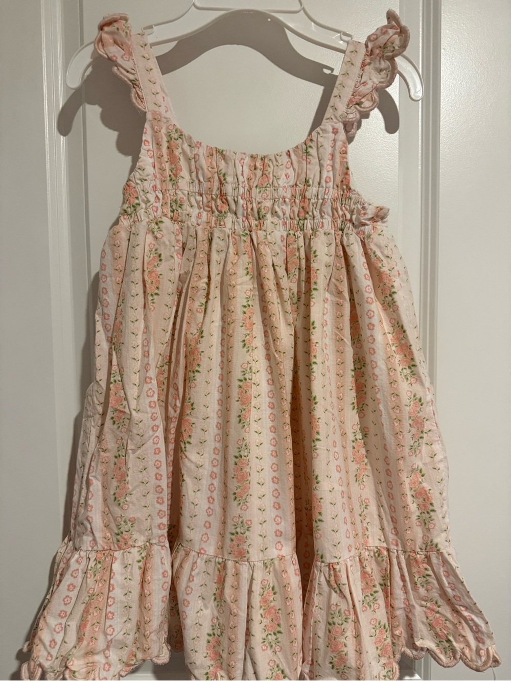 Girls' Pink Floral Smocked Sundress